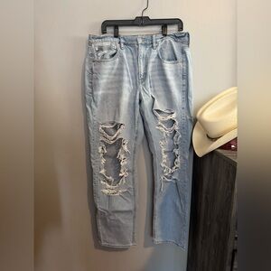 American Eagle Outfitters Distressed Light Blue Boyfriend Jeans